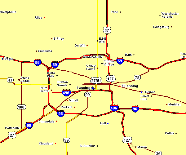 Road Map of Lansing, Michigan