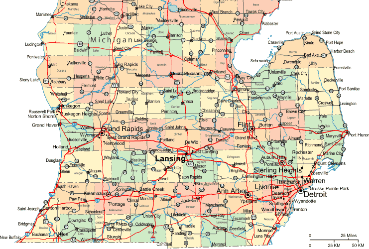 Highway Map of Southern Michigan