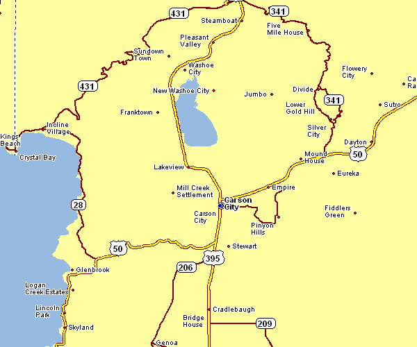 Road Map of Carson City, Nevada