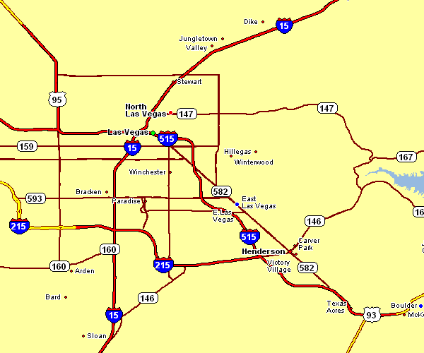 Road Map of Las Vegas, Nevada