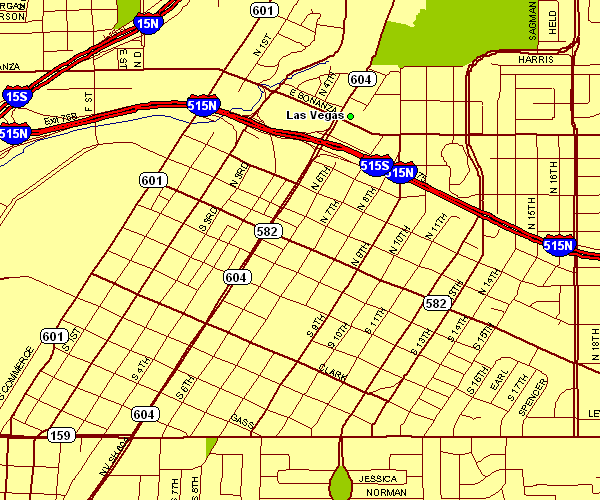 Inner City Map of Las Vegas, Nevada