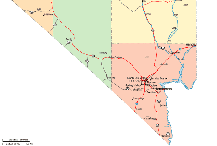 Highway Map of Southern Nevada