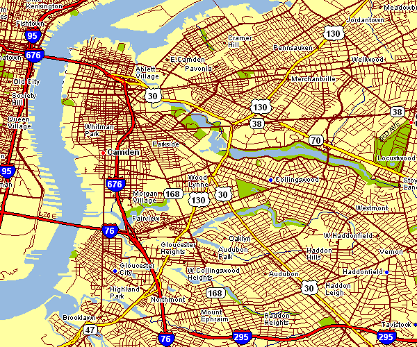 Street Map of Camden, New Jersey