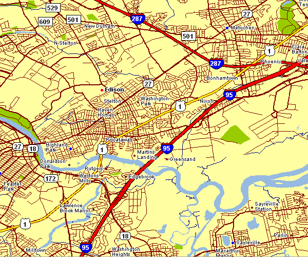 Street Map of Edison, New Jersey