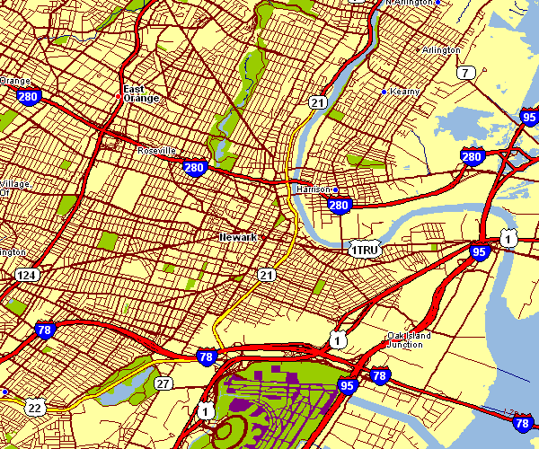Street Map of Newark, New Jersey