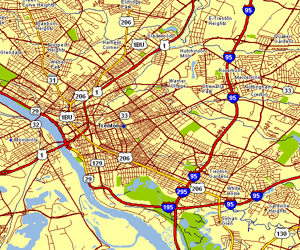 Street Map of Trenton, New Jersey