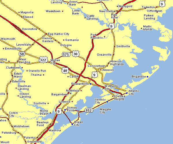 Road Map of Atlantic City, New Jersey