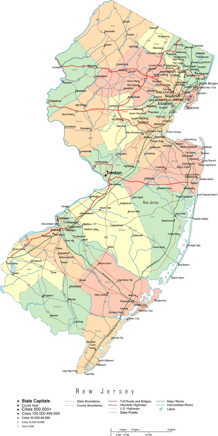 Highway Map of New Jersey State