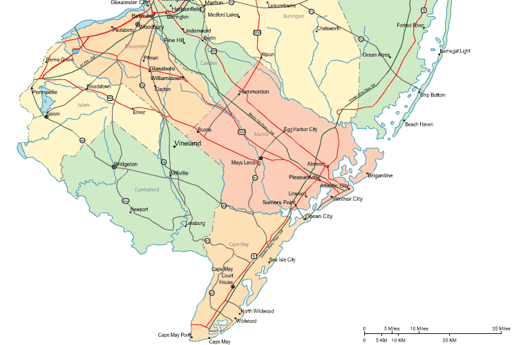Highway Map of Southern New Jersey