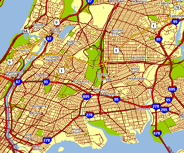 Street Map of Bronx, New York