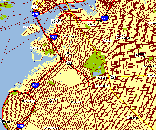Street Map of Brooklyn, New York