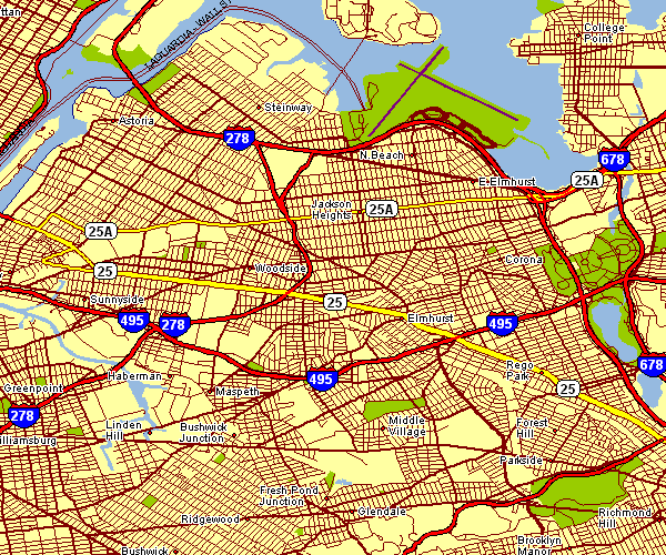 Street Map of Queens, New York