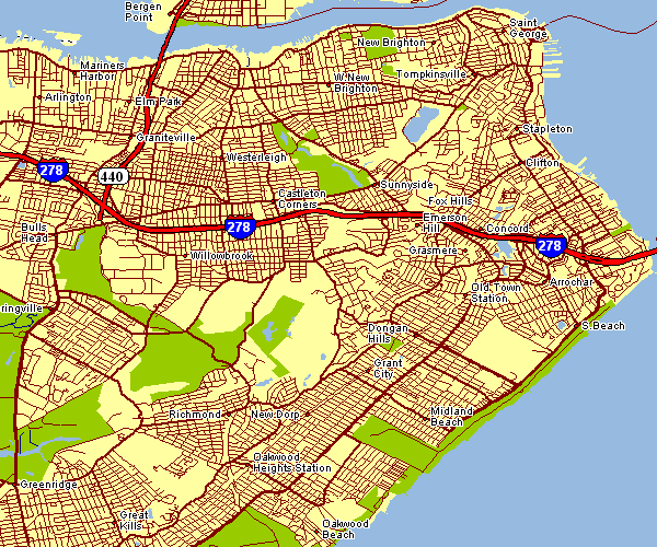 Street Map of Staten Island, New York