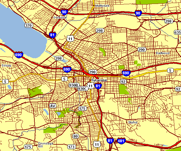 Street Map of Syracuse, New York