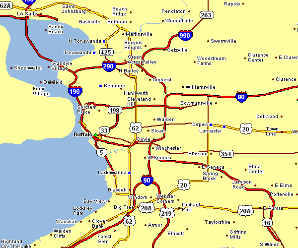 Road Map of Buffalo, New York