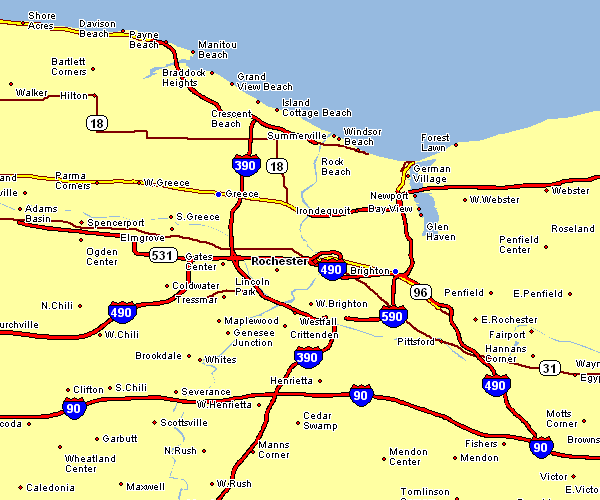 Road Map of Rochester, New York