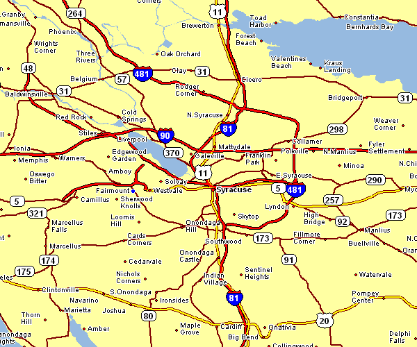 Road Map of Syracuse, New York