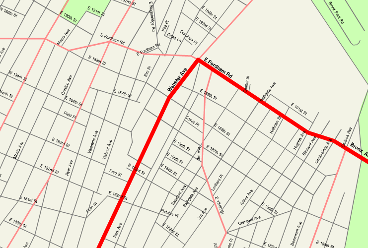 Printable Map of Downtown Bronx, New York