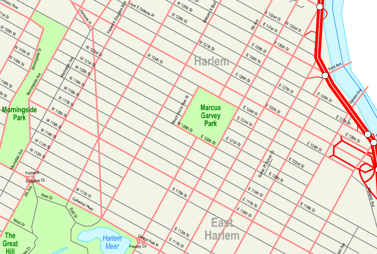 Printable Map of Harlem, Manhattan