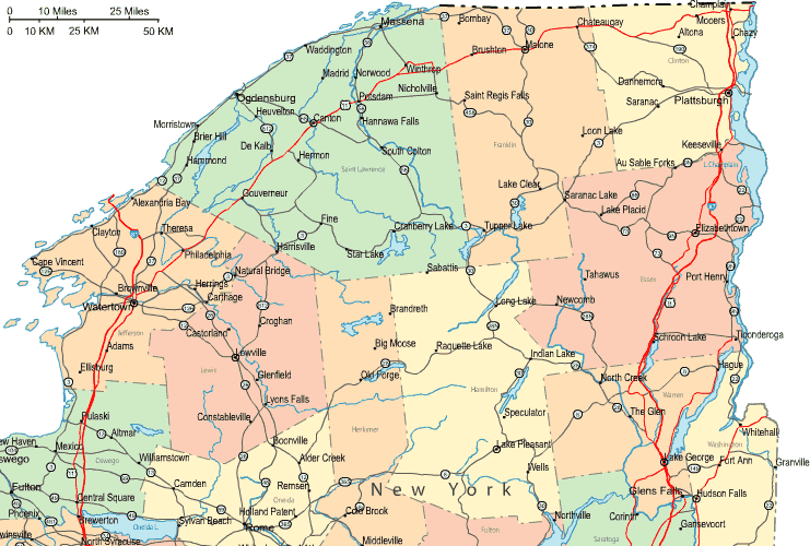 Highway Map of Northern New York