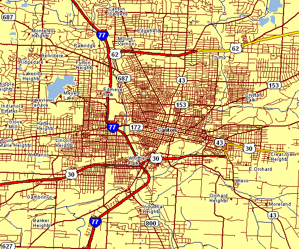 Street Map of Canton, Ohio