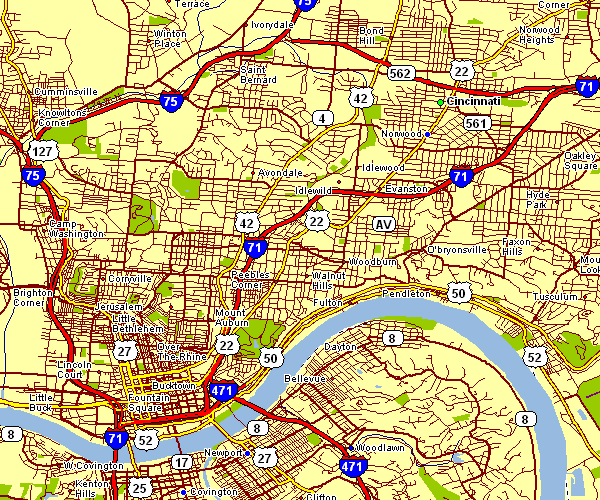 Street Map of Cincinatti, Ohio