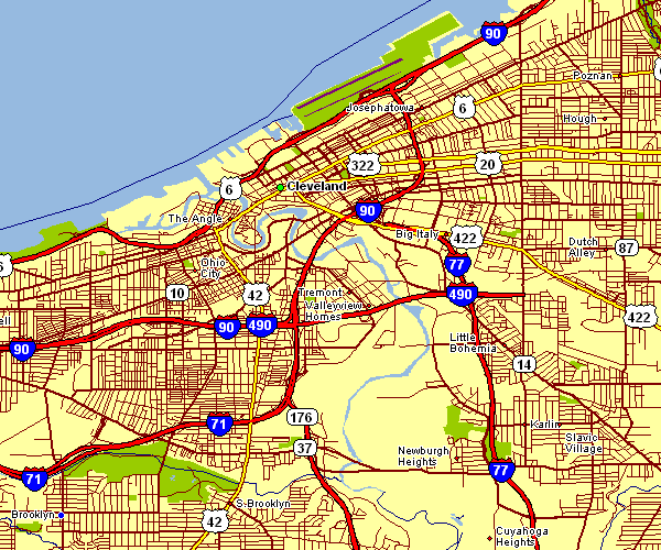 Street Map of Cleveland, Ohio