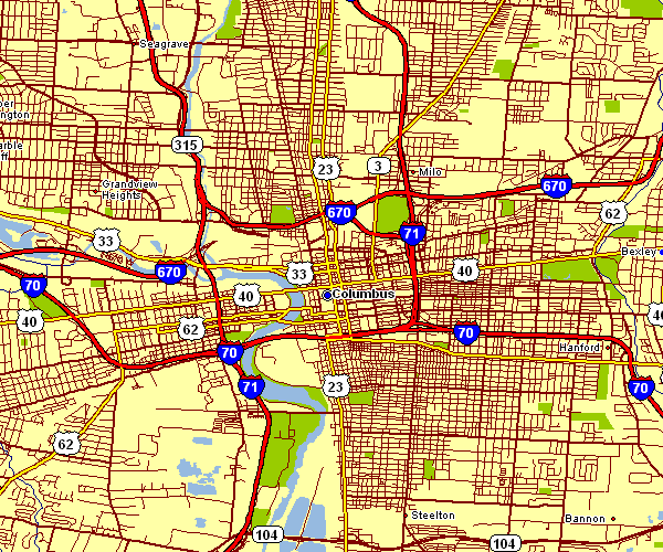 Street Map of Columbus, Ohio