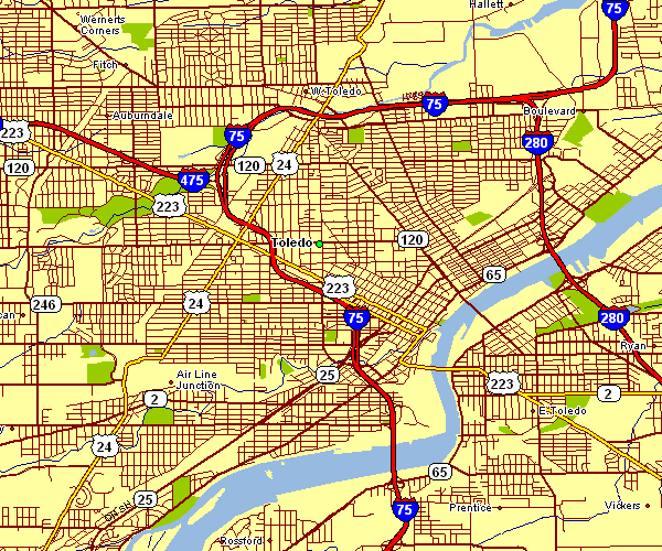 Street Map of Toledo, Ohio
