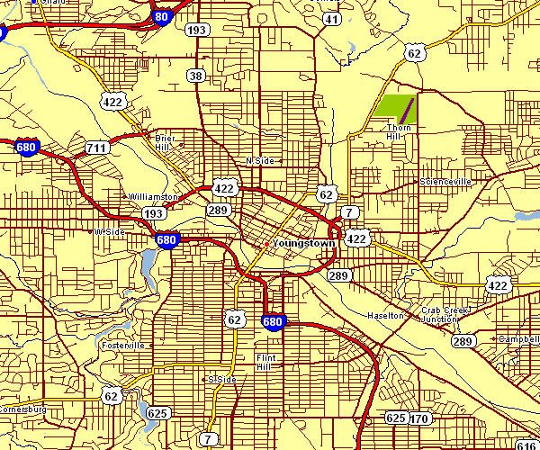 Street Map of Youngstown, Ohio