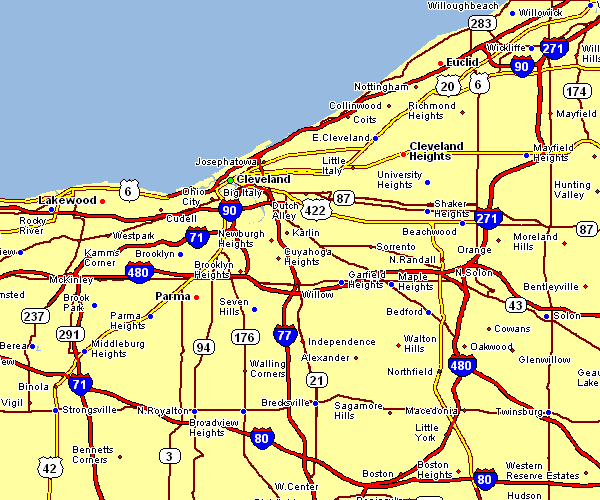 Road Map of Cleveland, Ohio