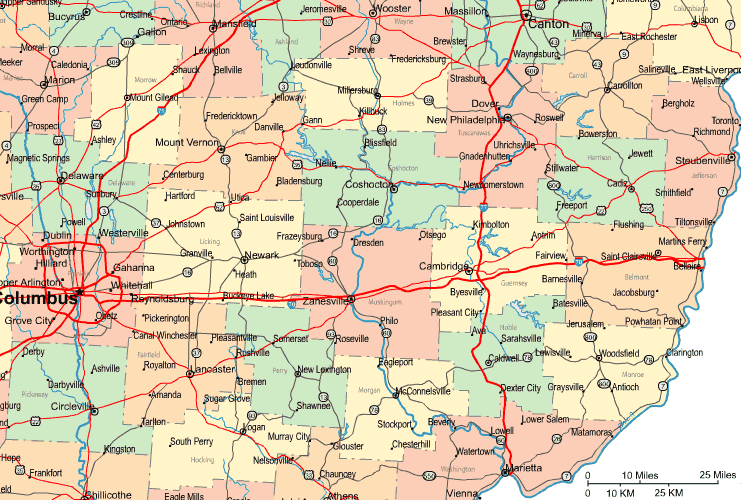 Highway Map of East Central Ohio
