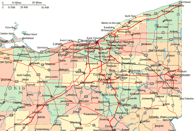 Highway Map of Northeastern Ohio
