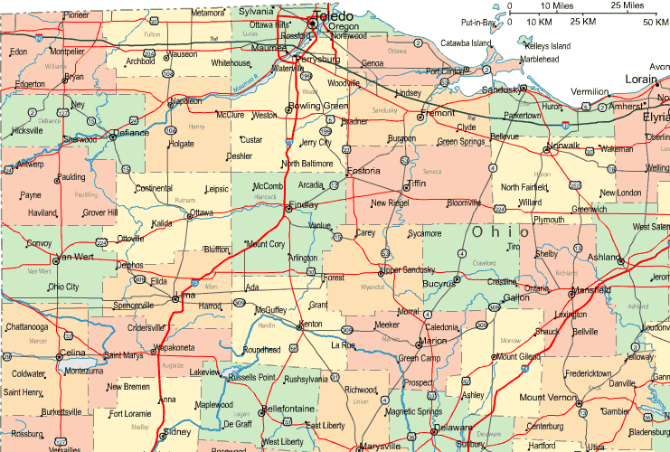 Highway Map of Northwestern Ohio