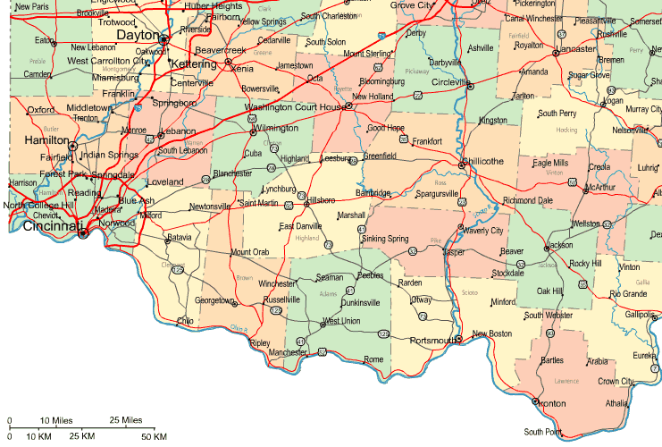 Highway Map of Southwestern Ohio