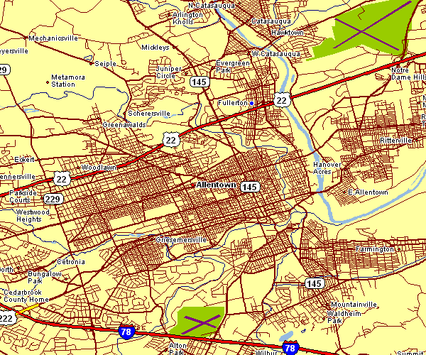 Street Map of Allentown, Pennsylvania