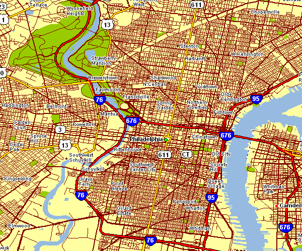Street Map of Philadelphia, Pennsylvania