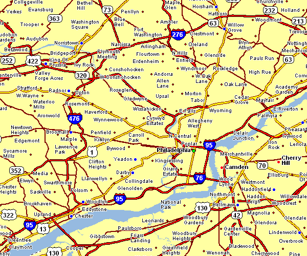 Road Map of Philadelphia, Pennsylvania