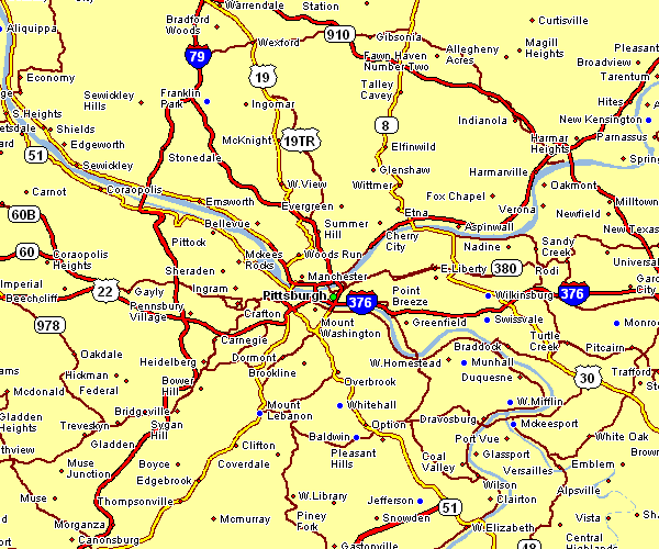 Road Map of Pittsburgh, Pennsylvania