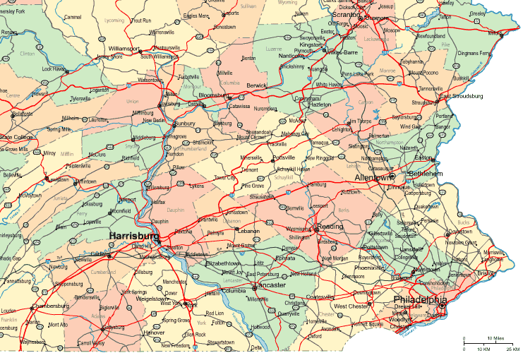 Highway Map of Southeastern Pennsylvania