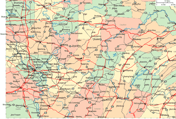 Highway Map of Southwestern Pennsylvania