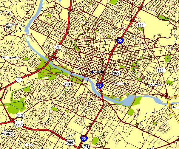 Street Map of Austin, Texas