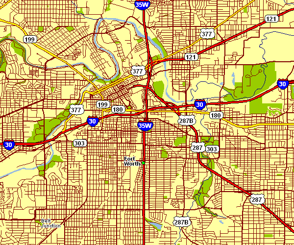 Street Map of Fort Worth, Texas