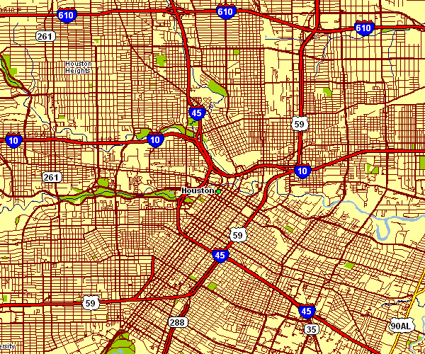 Street Map of Houston, Texas
