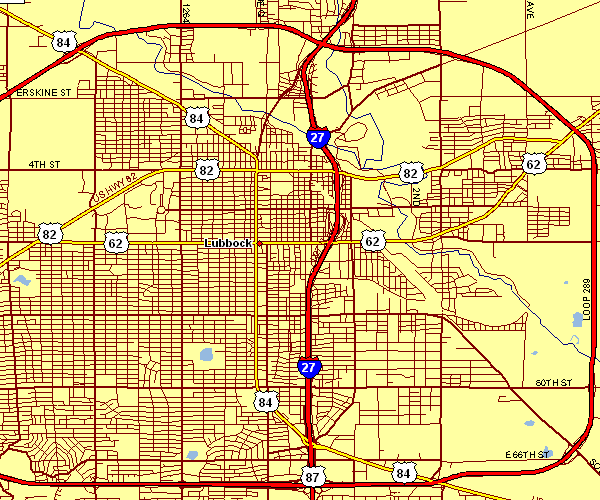 Street Map of Lubbock, Texas