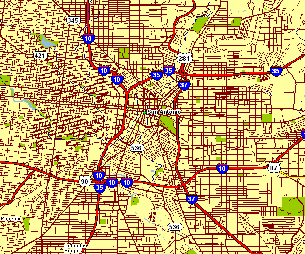 Street Map of San Antonio, Texas