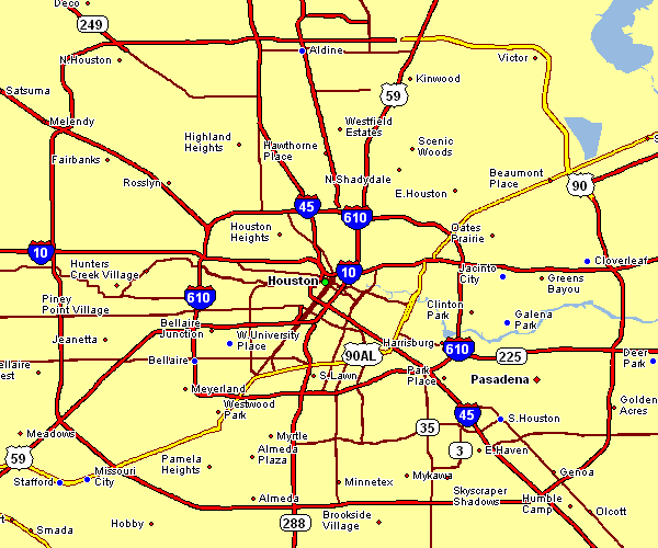 Road Map of Houston, Texas