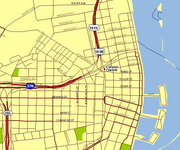 Inner City Map of Corpus Christi, Texas