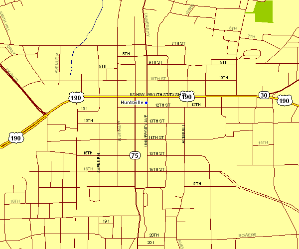 Inner City Map of Huntsville, Texas