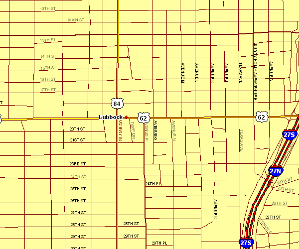 Inner City Map of Lubbock, Texas